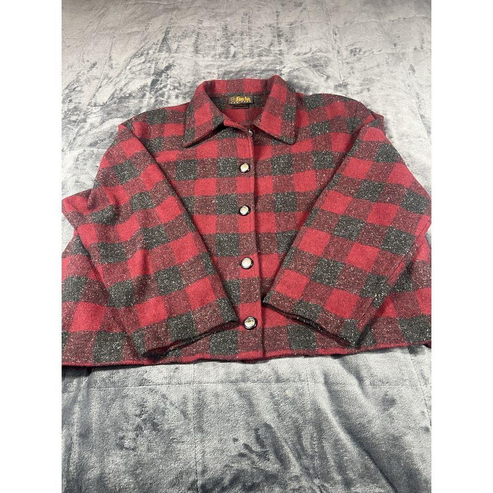Vintage 90s David Paul New York Jacket Womens Size L Red Buffalo Plaid